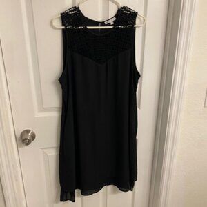 DR2 Black Sleeveless Elegant Sheer Dress with Embroidered neckline  Size L